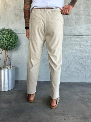 Krem Regular Fit Kumaş Pantolon