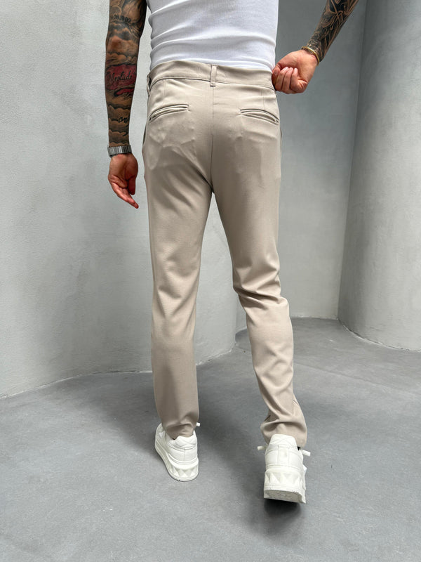 Krem Slimfit Kumaş Pantolon