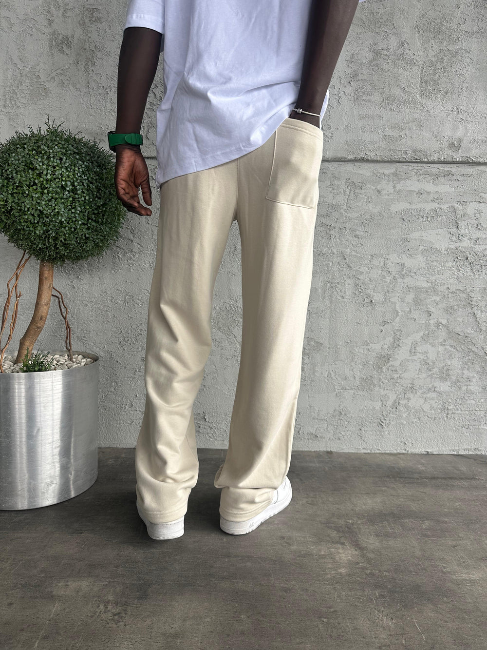 Krem Yazı Detaylı Baggy Eşofman