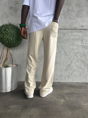 Krem Yazı Detaylı Baggy Eşofman