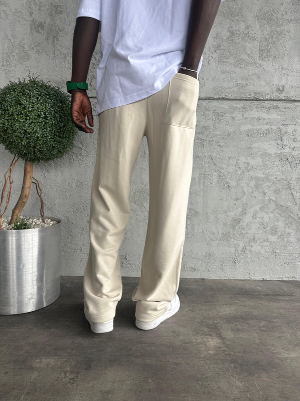 Krem Yazı Detaylı Baggy Eşofman