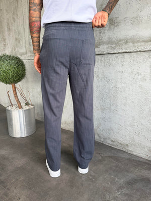 Lacivert Keten Baggy Pantolon
