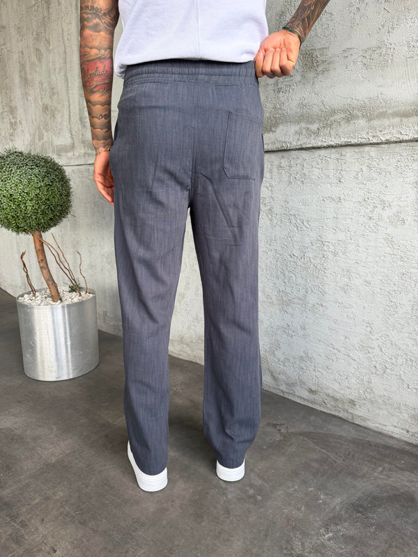 Lacivert Keten Baggy Pantolon