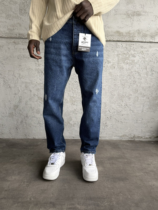 Lacivert Lazer Detaylı Boyfriend Jean