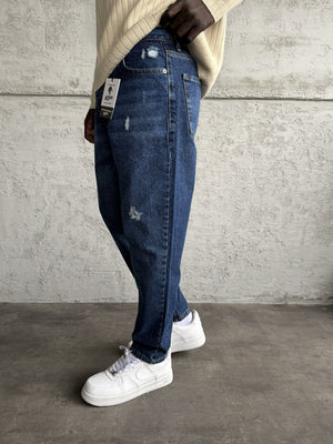 Lacivert Lazer Detaylı Boyfriend Jean