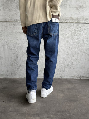 Lacivert Lazer Detaylı Boyfriend Jean