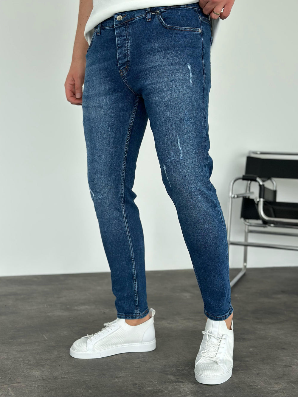 Lacivert Lazer Detaylı Slimfit Jean