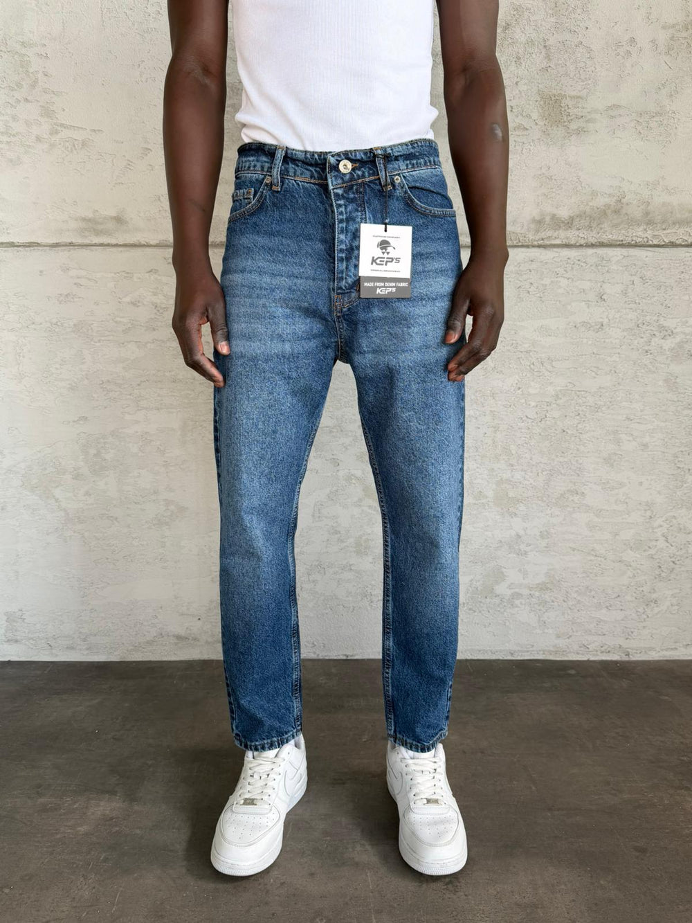 Lacivert Taşlamalı Boyfriend Jean