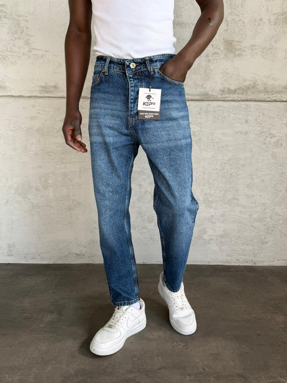 Lacivert Taşlamalı Boyfriend Jean