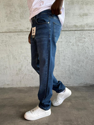 Lacivert Taşlamalı Likralı Regular Fit Jean