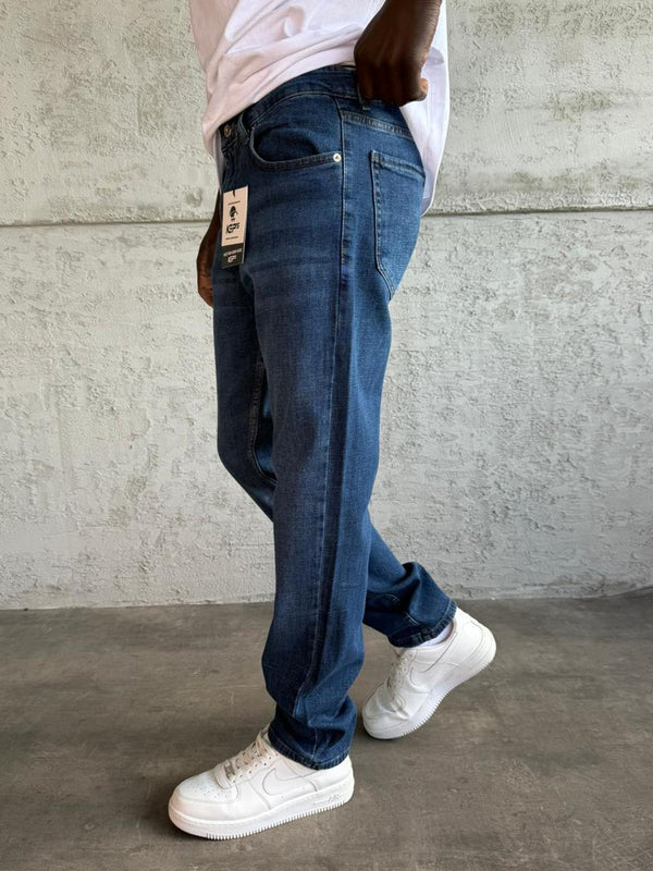 Lacivert Taşlamalı Likralı Regular Fit Jean