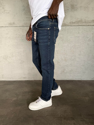 Lacivert Taşlamalı Likralı Regular Fit Jean