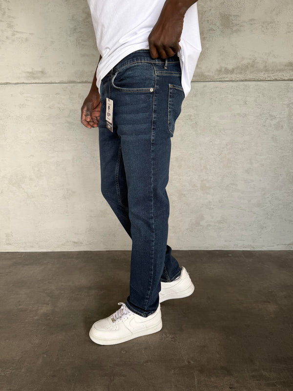 Lacivert Taşlamalı Likralı Regular Fit Jean
