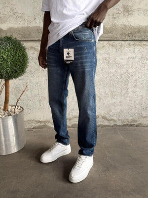 Lacivert Taşlamalı Likralı Regular Fit Jean