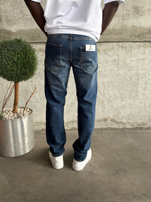 Lacivert Taşlamalı Likralı Regular Fit Jean
