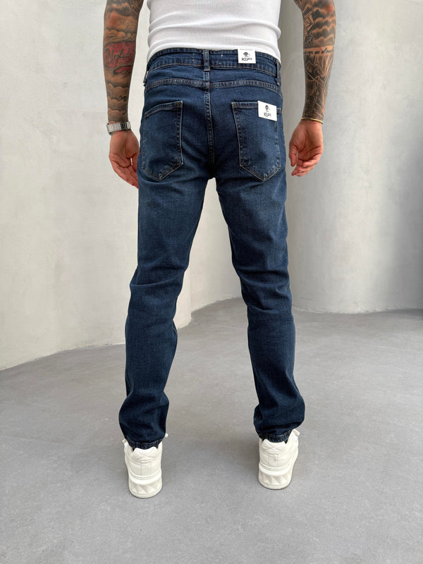 Lacivert Taşlamalı Regular Fit Jean