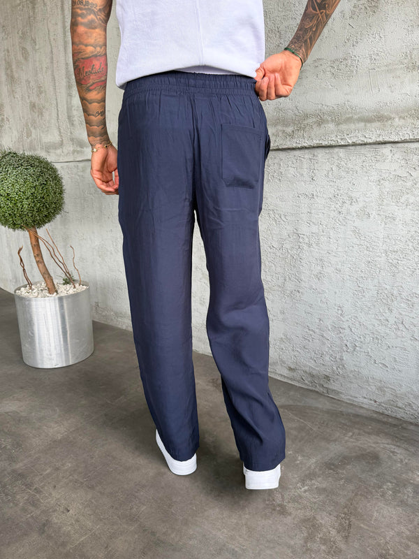 Lacivert Tensel Kumaş Baggy Pantolon