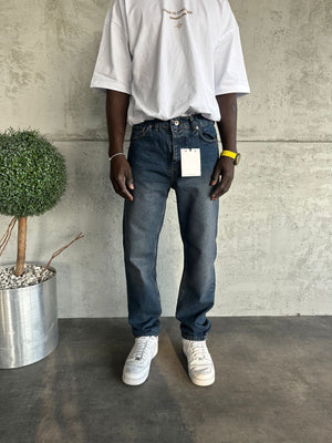 Lacivert Yıkamalı Baggy Jean