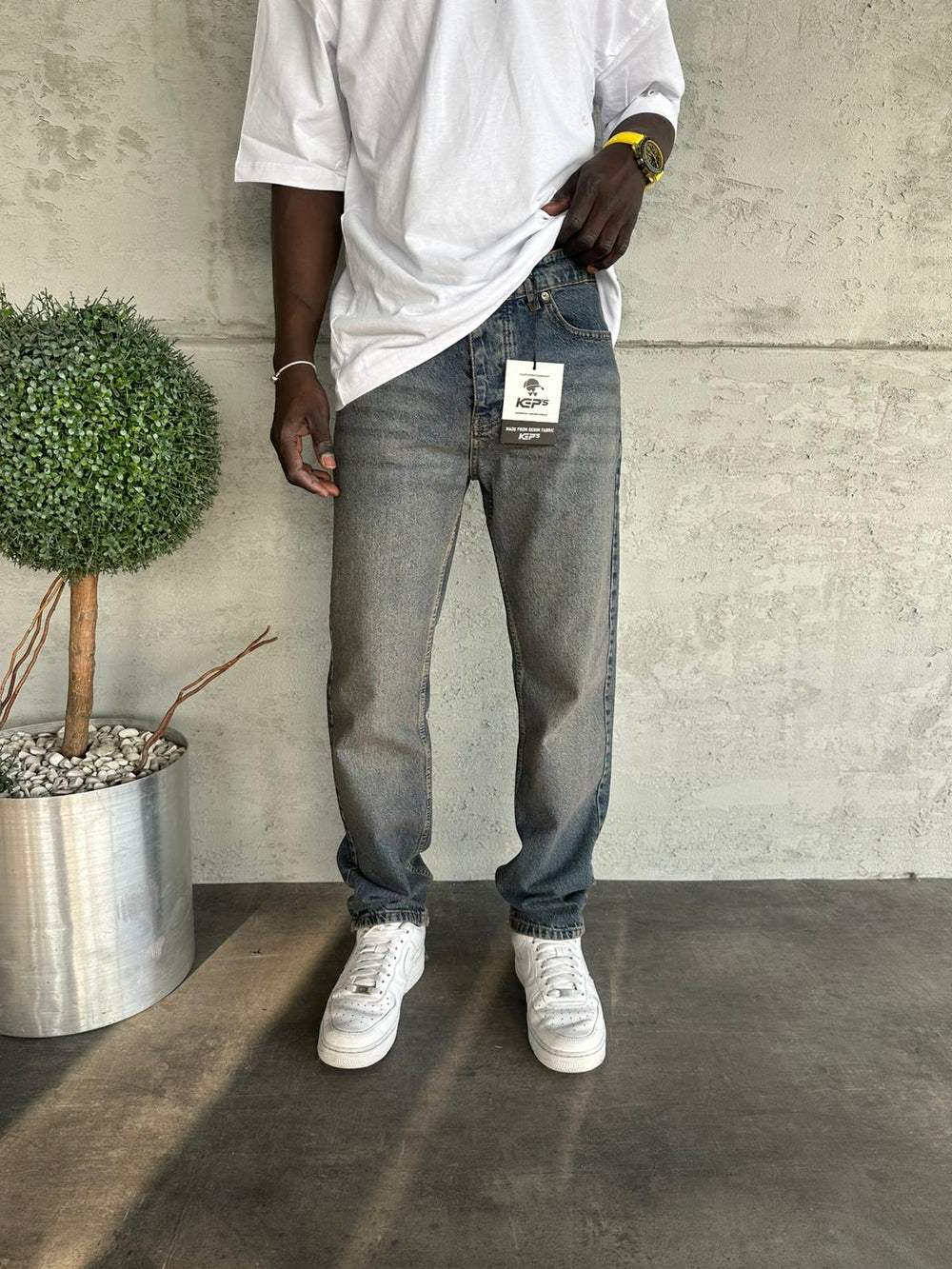 Lacivert Yıkamalı Baggy Jean