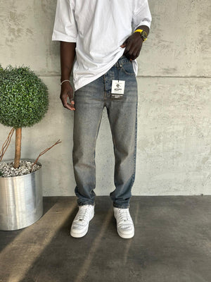 Lacivert Yıkamalı Baggy Jean