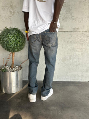 Lacivert Yıkamalı Baggy Jean