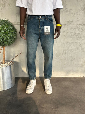 Lacivert Yıkamalı Boyfriend Jean