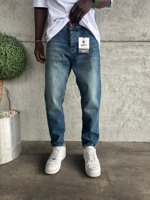 Lacivert Yıkamalı Boyfriend Jean