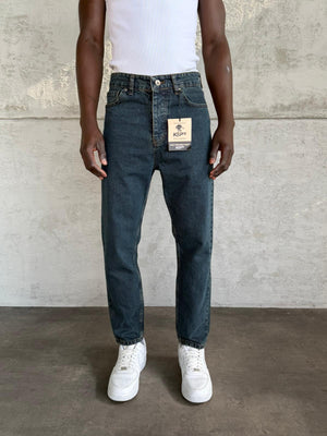 Lacivert Yıkamalı Boyfriend Jean