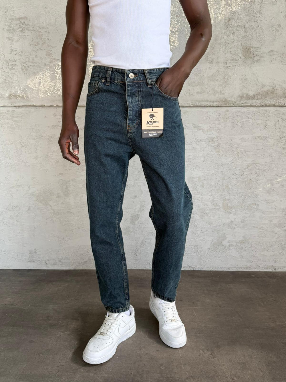 Lacivert Yıkamalı Boyfriend Jean