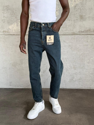 Lacivert Yıkamalı Boyfriend Jean