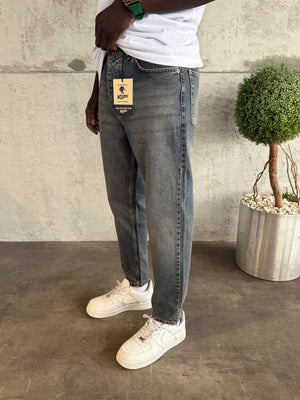 Lacivert Yıkamalı Boyfriend Jean
