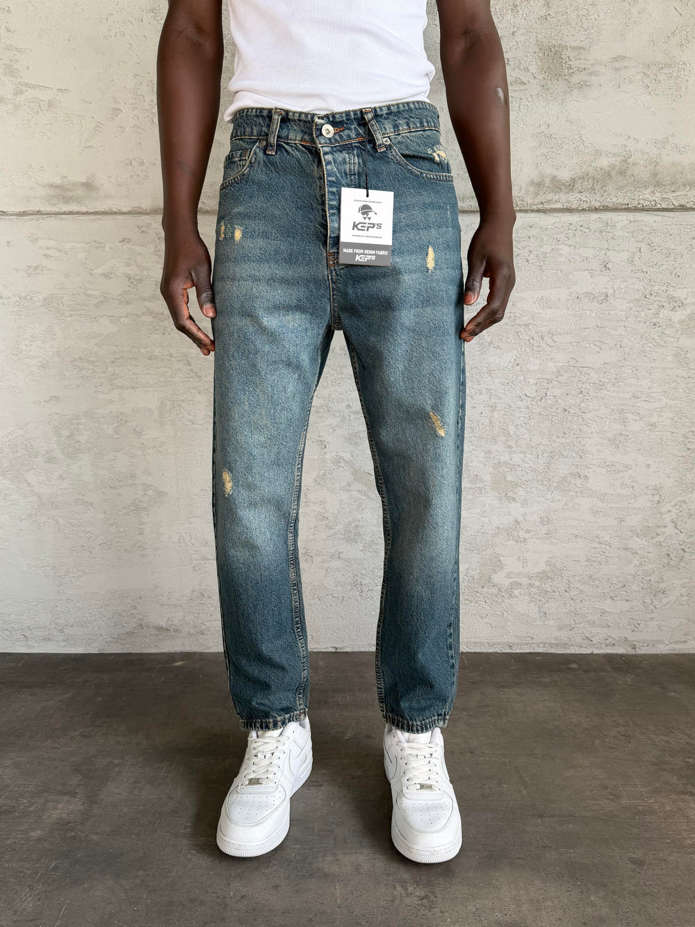 Lacivert Yıkamalı Lazerli Boyfriend Jean