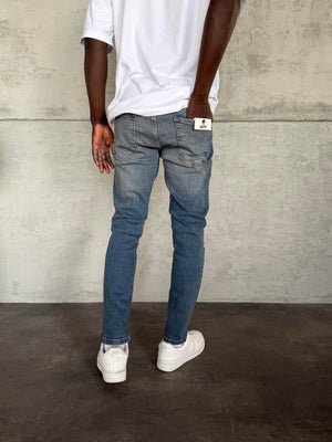 Lacivert Yıkamalı Slimfit Jean