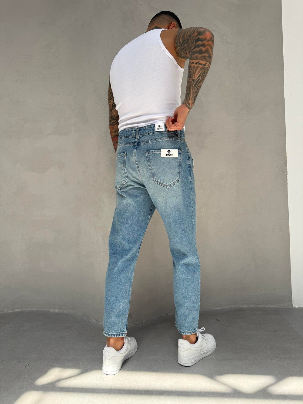 Lazerli Mavi Boyfriend Jean