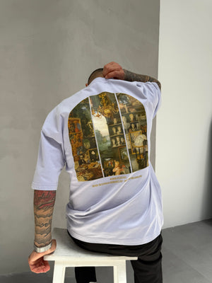 Lila Oversize Baskılı T-Shirt