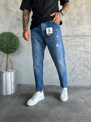 Mavi Lazer Detaylı Boyfriend Jean