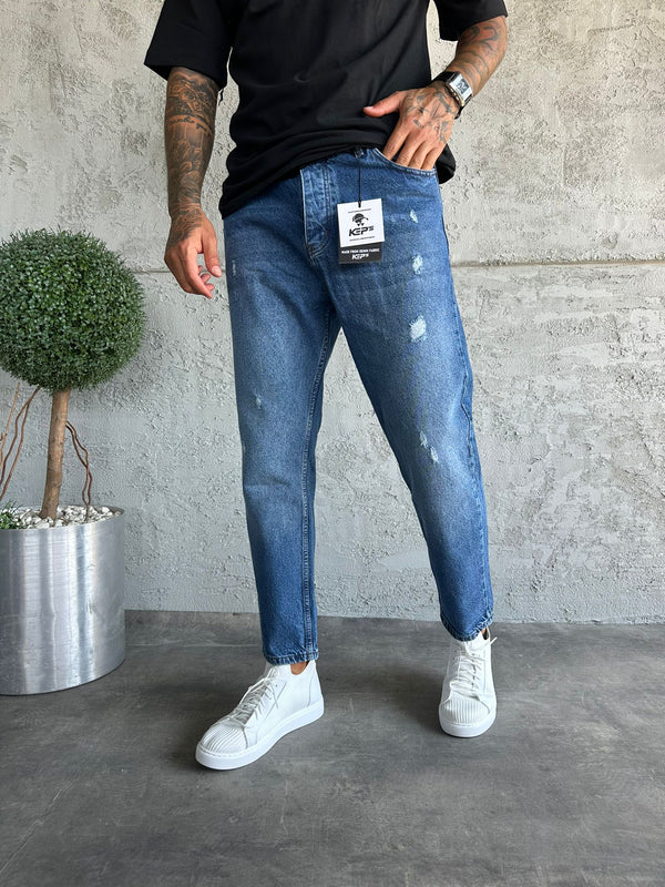 Mavi Lazer Detaylı Boyfriend Jean