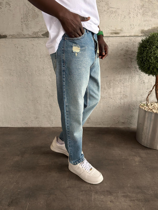 Mavi Lazer Detaylı Boyfriend Jean