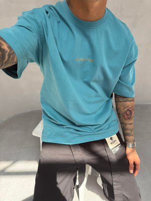 Mavi Oversize Baskılı T-Shirt