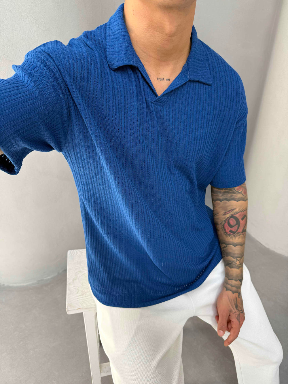 Mavi Polo Yaka Triko T-Shirt