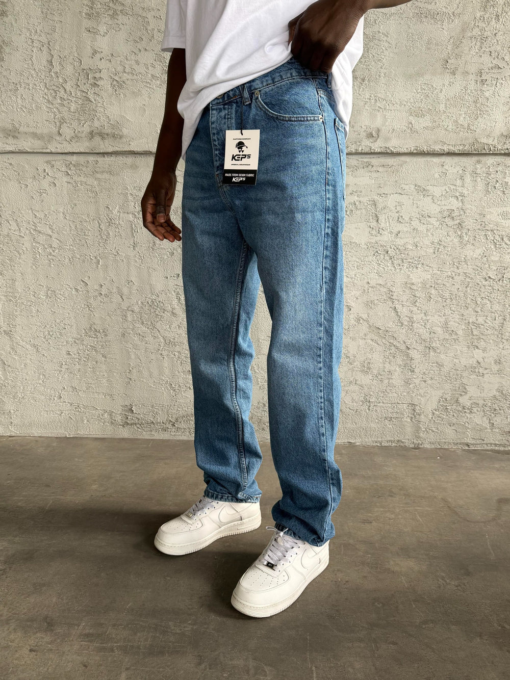 Mavi Taşlamalı Baggy Jean