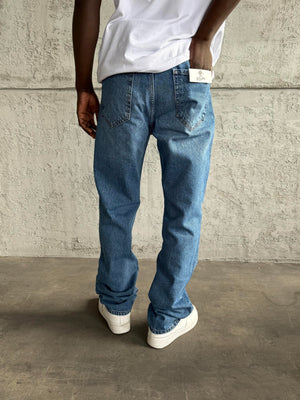 Mavi Taşlamalı Baggy Jean