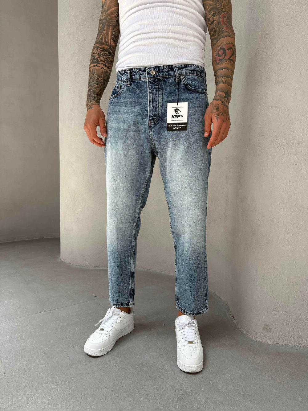 Mavi Taşlamalı Boyfriend Jean