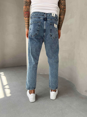 Mavi Taşlamalı Boyfriend Jean