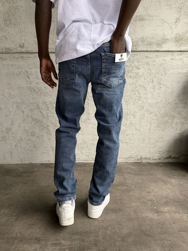 Mavi Taşlamalı Likralı Regular Fit Jean