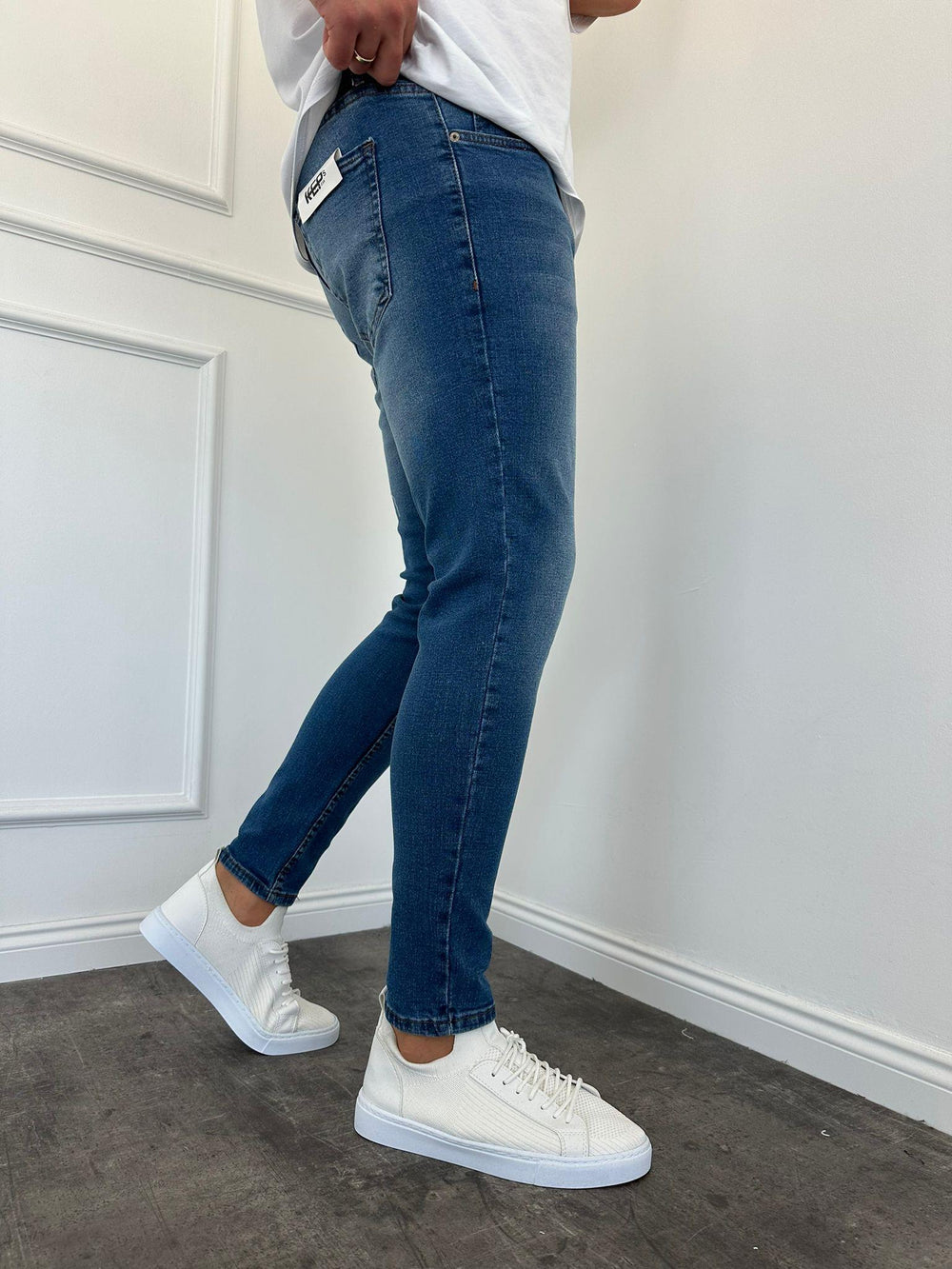 Mavi Taşlamalı Slimfit Jean