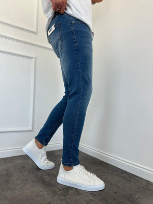 Mavi Taşlamalı Slimfit Jean
