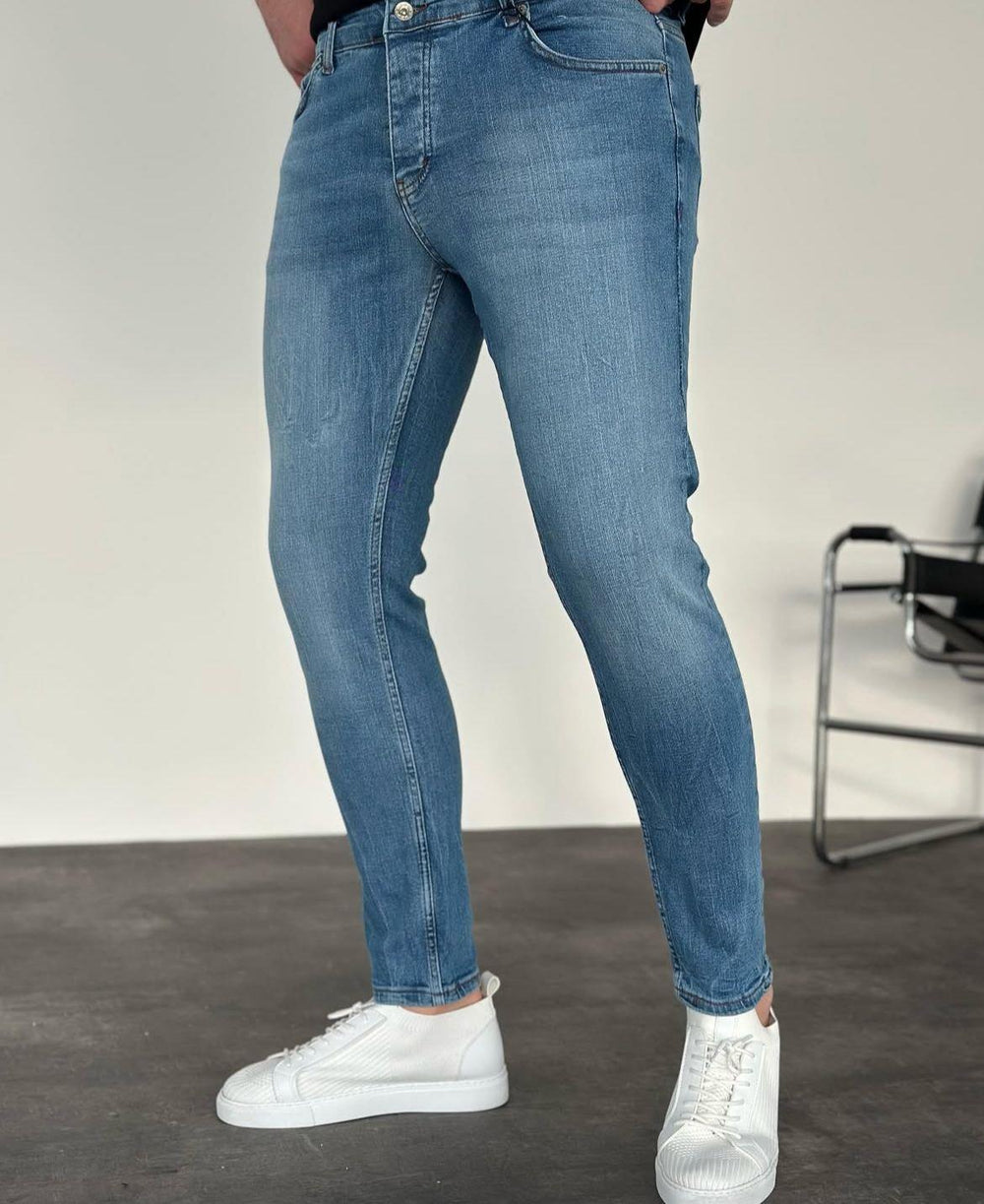 Mavi Taşlamalı Slimfit Jean