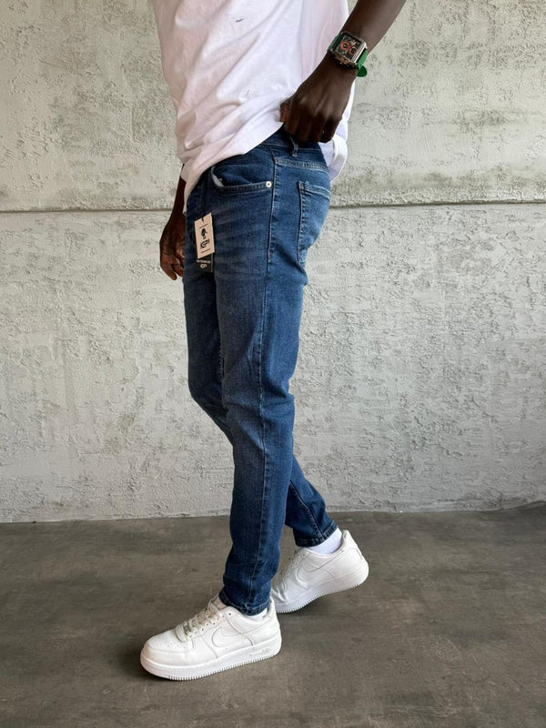 Mavi Taşlamalı Slimfit Jean