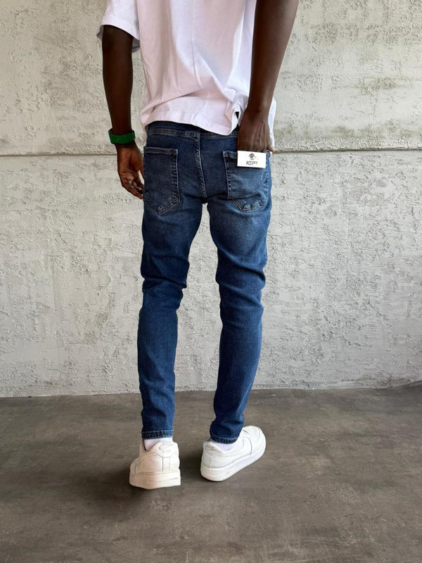 Mavi Taşlamalı Slimfit Jean